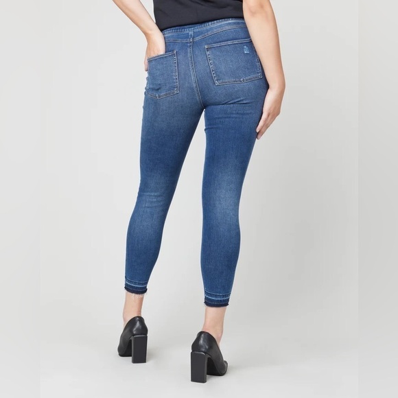 Spanx Distressed Ankle Skinny Jeans, Medium Wash - Picture 9 of 12